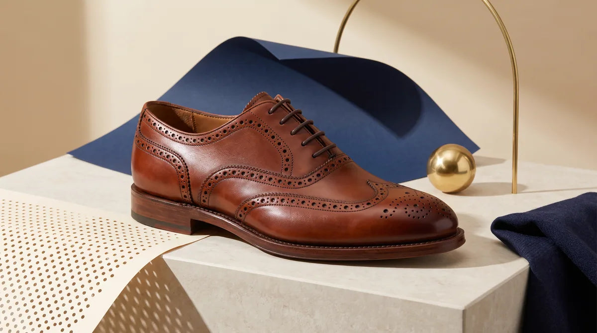 Brogue footwear in a refined studio setting