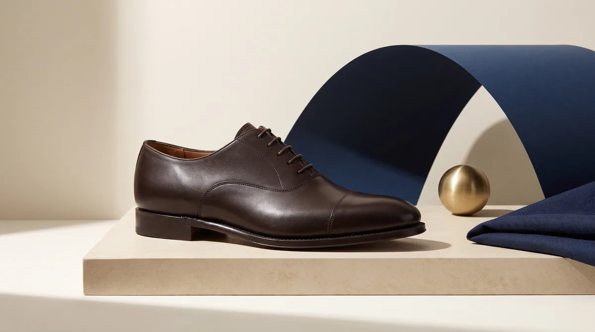 Oxford footwear in a refined studio setting
