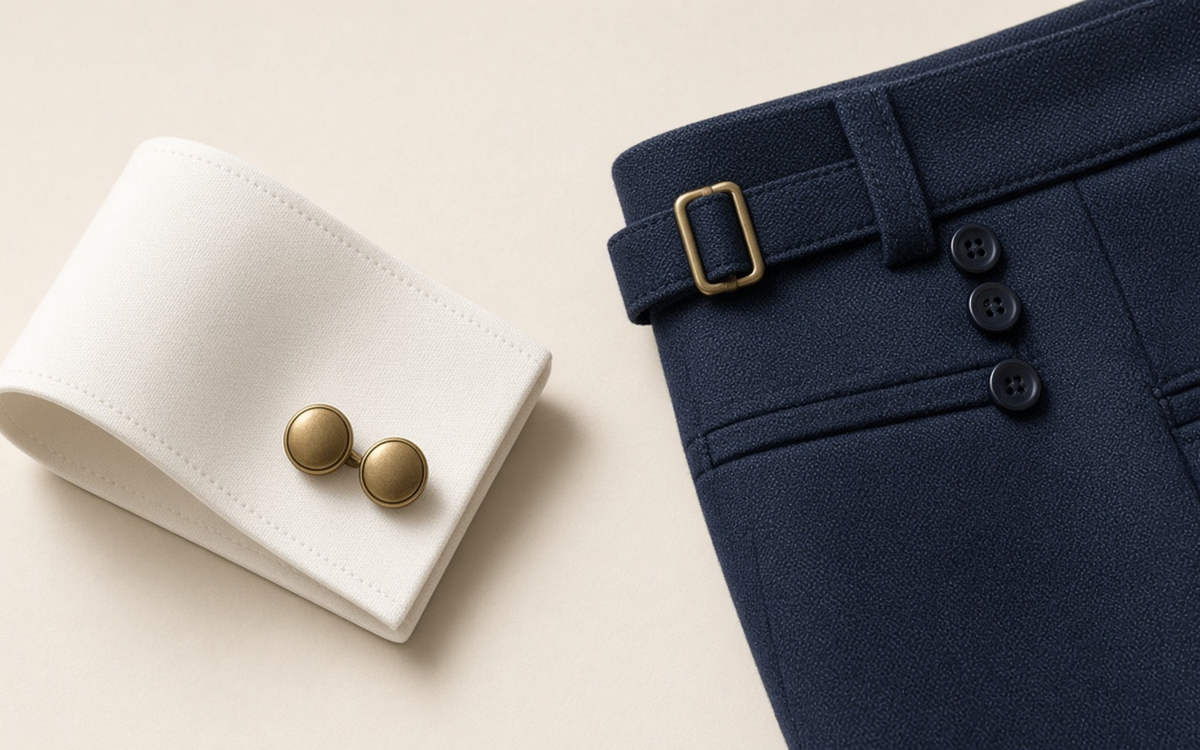 Cufflinks and side adjuster details in a still life