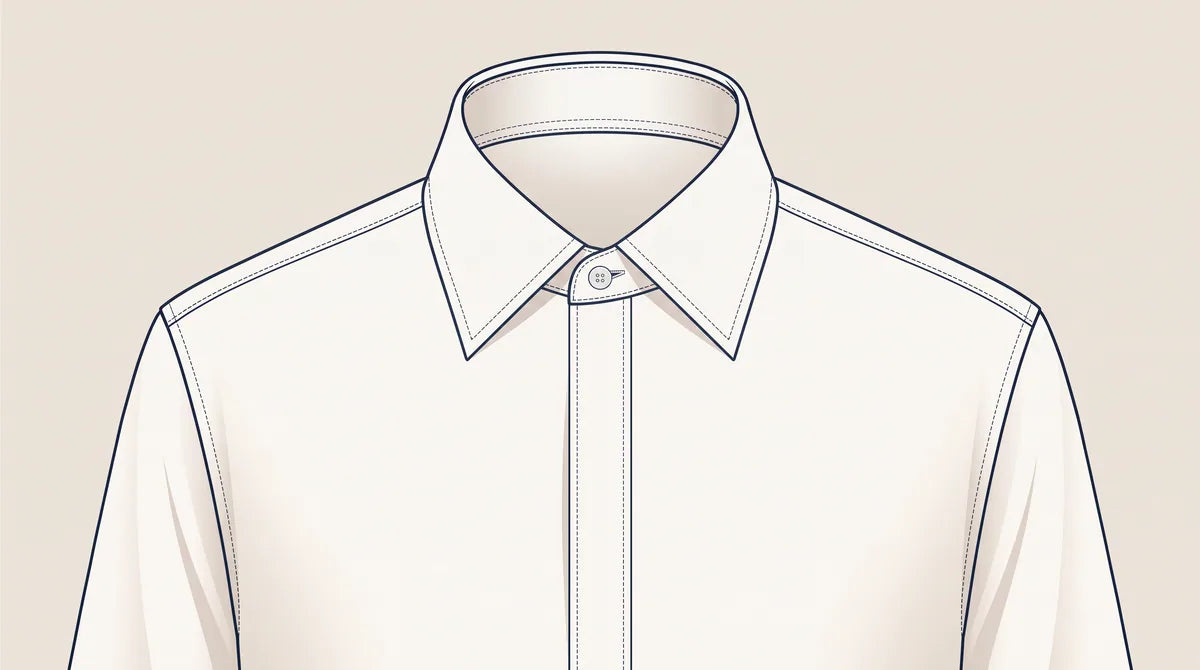 Spread dress-shirt collar viewed from the front
